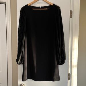 White House Black Market Boat Neck Pleated Long Sleeve Mini Shift Dress - Size 8